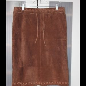 For Joseph Genuine Camel Suede Leather Skirt Sz 29